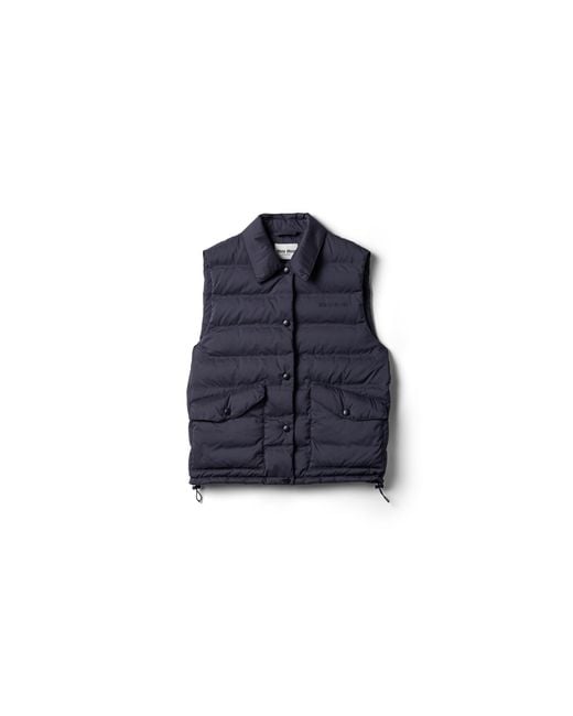 Miu Miu Blue Technical Pongé Down Vest