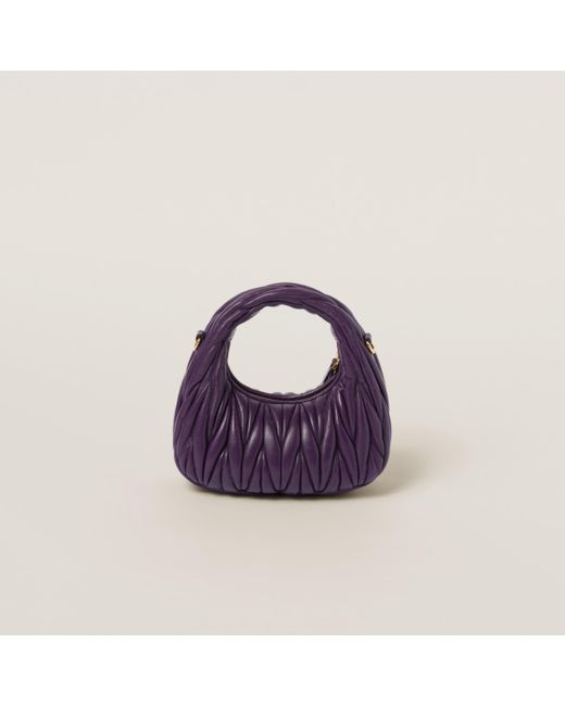 Miu Miu Purple Wander Matelassé Nappa Leather Hobo Mini-bag