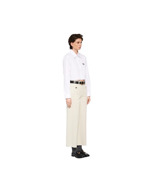 Miu Miu White Garment-dyed Drill Pants