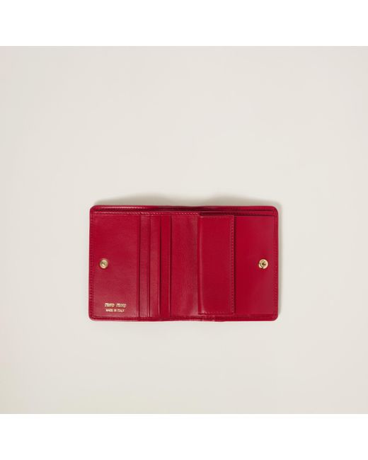 Miu Miu Red Small Matelassé Nappa Leather Wallet