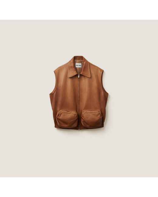 Miu Miu Brown Nappa Leather Vest
