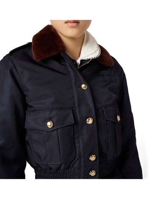 Miu Miu Black Technical Gazar Blouson Jacket