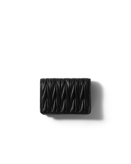 Miu Miu Black Small Matelassé Nappa Leather Wallet