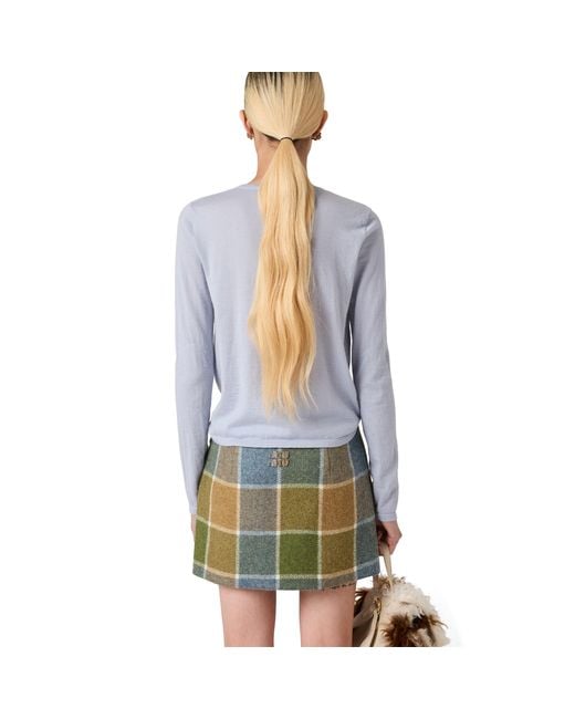 Miu Miu Blue Cashmere Henley Sweater