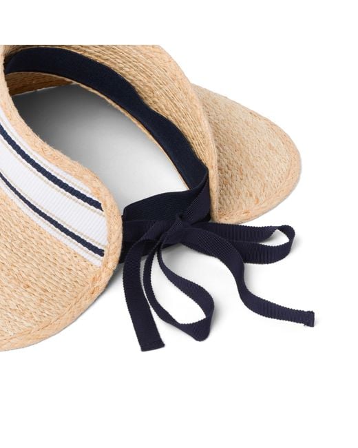 Miu Miu White Raffia-Effect Fabric Visor