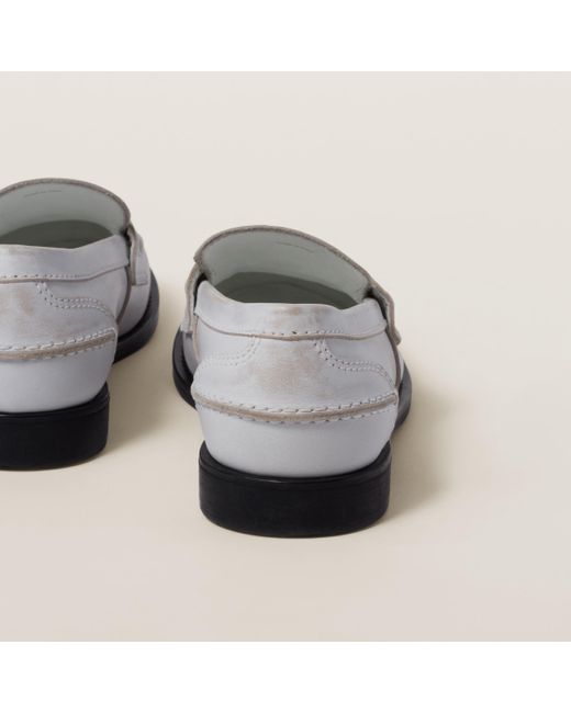 Miu Miu Metallic Vintage-effect Leather Loafers