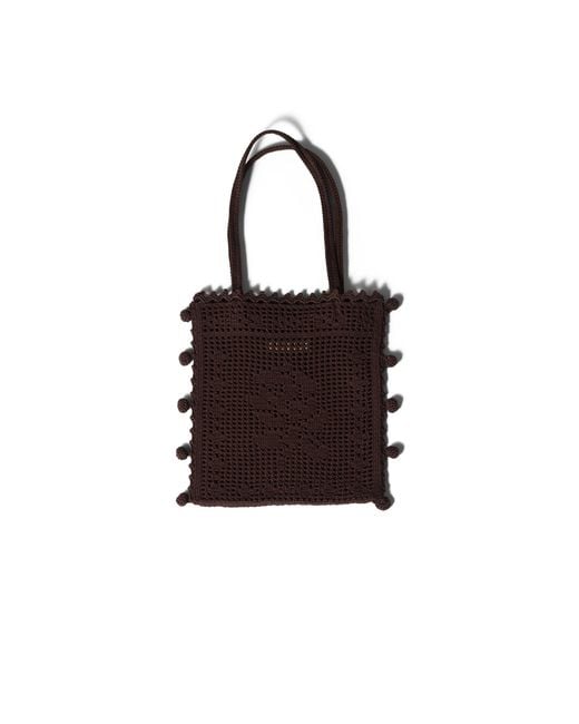 Miu Miu Brown Cotton Crochet Handbag