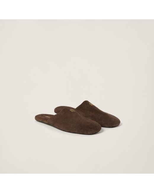 Miu Miu Brown Suede Slippers