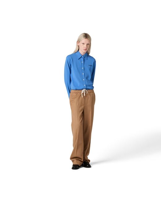 Miu Miu Natural Camel Hair Drawstring Pants