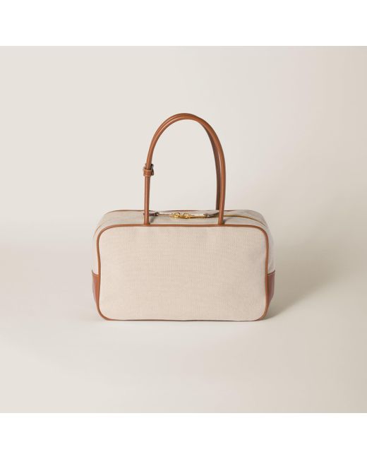 Miu Miu Pink Beau Canvas And Leather Bag