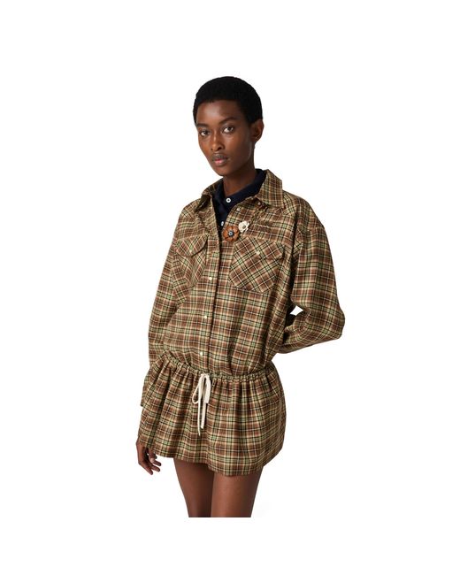 Miu Miu Brown Plaid Shirt