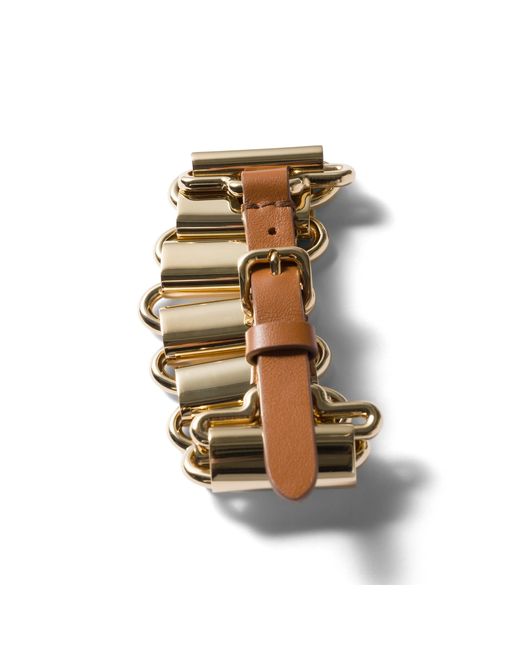 Miu Miu White Metal And Leather Bracelet
