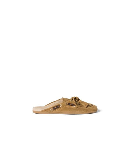 Miu Miu Metallic Suede Deck Mules