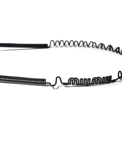 Miu Miu Metallic Metal And Leather Headband