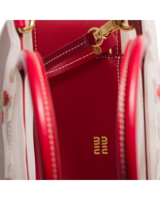 Miu Miu Pink Embroidered Mesh Top-Handle Bag