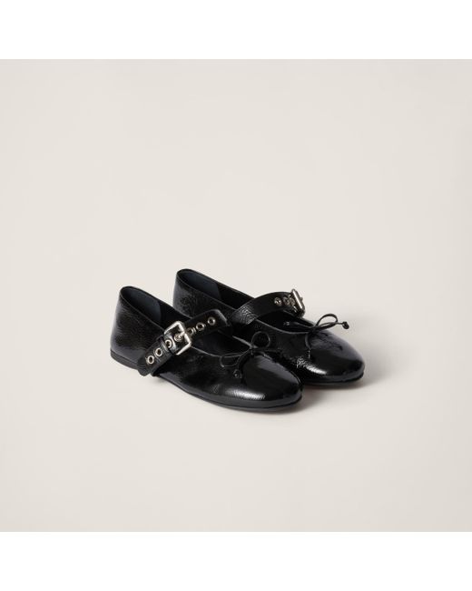 Miu Miu Black Naplak Ballerinas