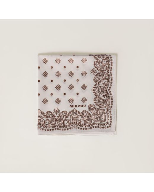 Miu Miu Natural Printed Poplin Scarf