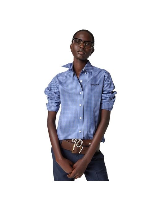 Miu Miu Blue Cotton Shirt With Logo