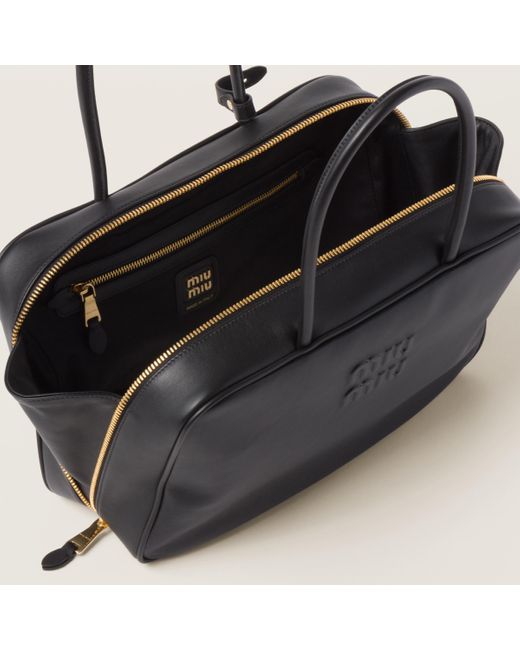 Miu Miu Leather Beau Bag in Black | Lyst
