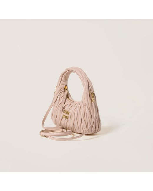 Miu Miu Pink Wander Matelassé Nappa Leather Hobo Bag