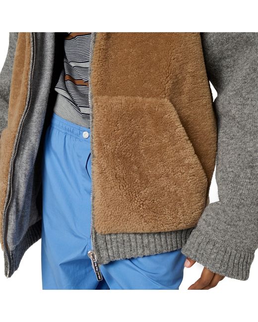 Miu Miu Natural Wool, Cashmere And Shearling Zipper Blouson Jacket