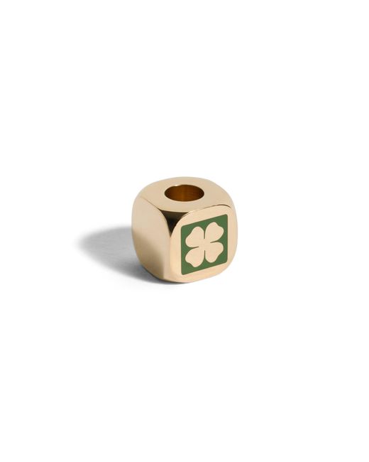 Miu Miu Metallic Enameled Metal Dice Charm With Four-Leaf Clover