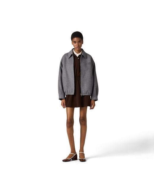 Miu Miu Gray Double Cashmere Blouson Jacket