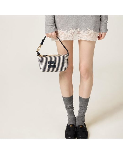 【Miu Miu】Woven fabric bag ロゴ刺繍入りバッグ ロゴ刺繍入り ウーブンファブリック ミニバッグ (MiuMiu