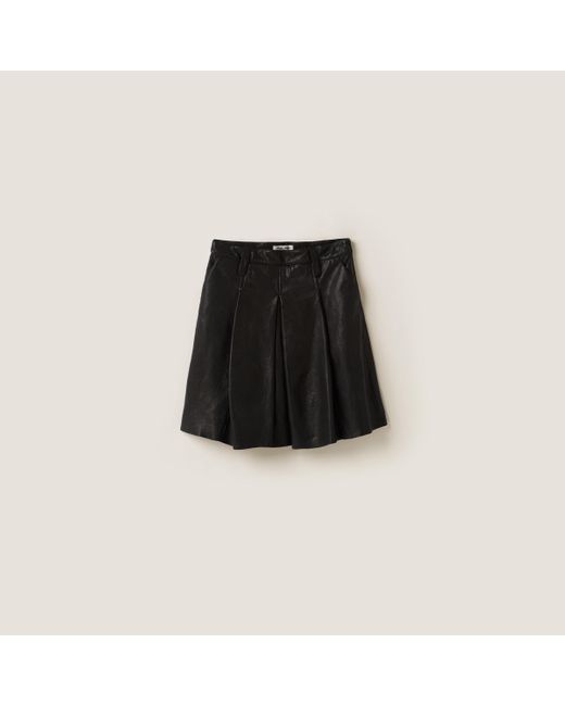 Miu Miu Black Nappa Leather Skirt
