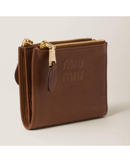Miu Miu Brown Small Nappa Leather Wallet