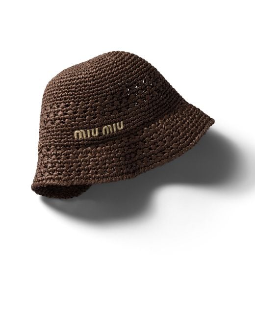 Miu Miu Brown Woven Fabric Hat