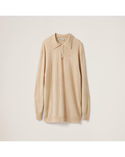 Miu Miu Natural Cashmere Knit Polo Shirt