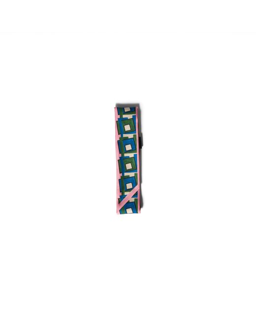 Miu Miu Blue Printed Silk Skinny Scarf