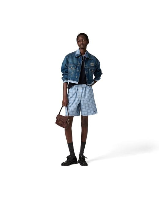 Miu Miu Blue Washed Denim Blouson Jacket