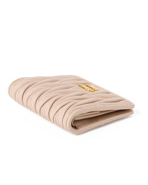Miu Miu Pink Small Matelassé Nappa Leather Wallet