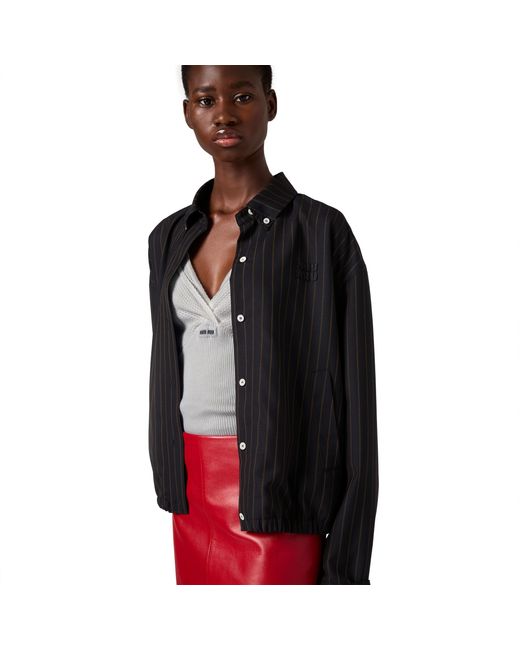 Miu Miu Black Pinstriped Blouson Jacket