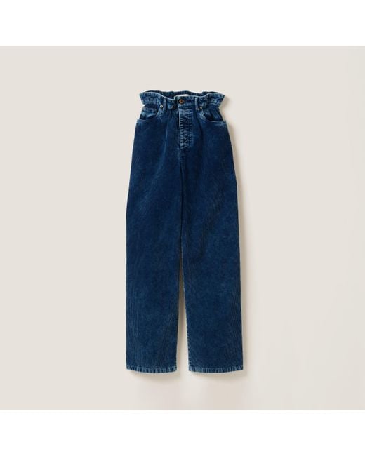 Miu Miu Blue Washed Corduroy Pants