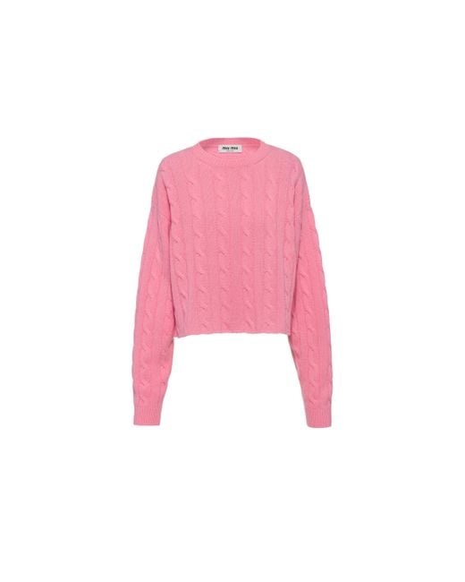 Miu Miu Pink Crew-neck Cashmere Sweater