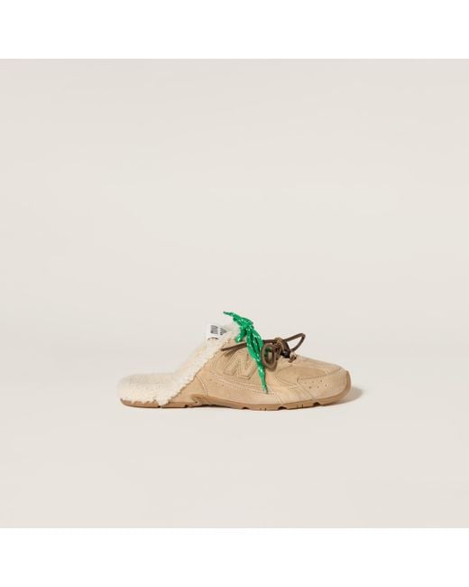 Miu Miu Green New Balance X Miu Miu 530 Sl Bleached Suede Sneaker Mules
