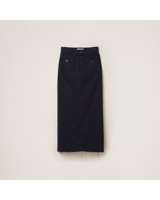 Miu Miu Black Garment-dyed Drill Midi-skirt