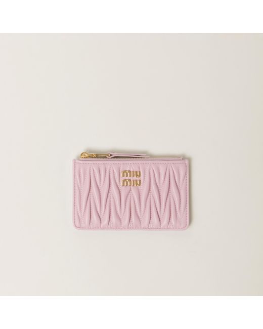 Miu Miu Pink Matelassé Nappa Leather Envelope Wallet
