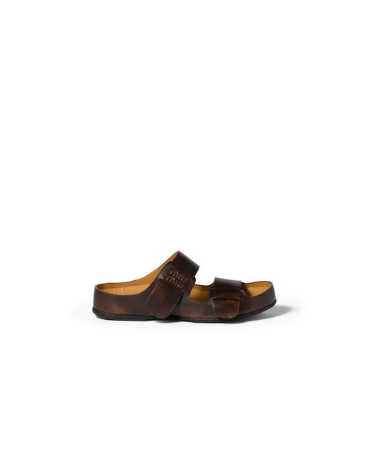 Miu Miu Brown Bleached Leather Sandals