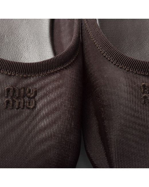 Miu Miu Brown Mesh Fabric Slippers