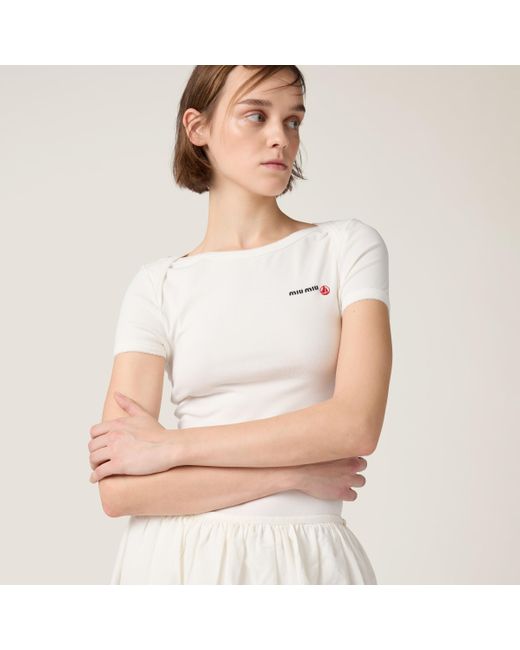 Miu Miu White Petit Bateau X Miu Miu Stretch Jersey Bodysuit