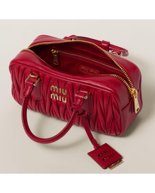 Miu Miu Red Arcadie Matelassé Nappa Leather Bag