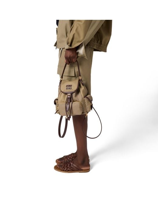 Miu Miu Brown Chino And Leather Backpack
