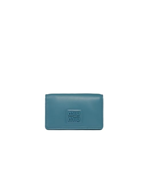 Miu Miu Blue Leather Card Holder
