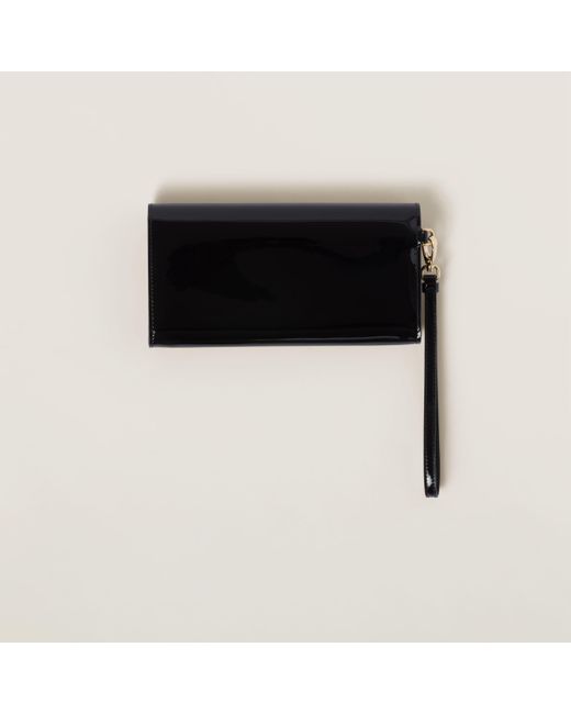 Miu Miu Black Patent Leather Card Holder