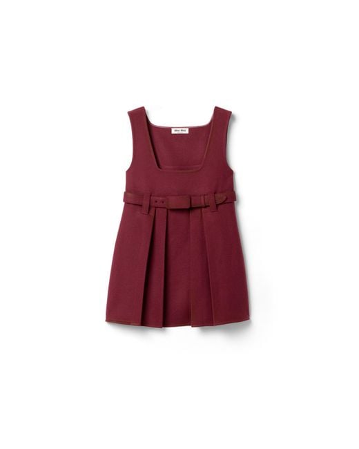 Miu Miu Red Waxed Double Wool Dress