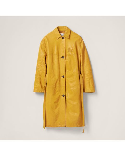 Miu Miu Yellow Nappa Leather Coat
